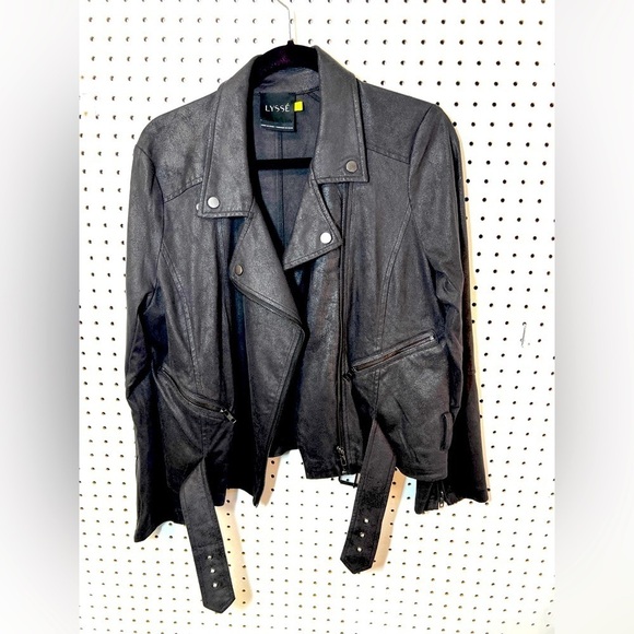 Lysse Moto Jacket Womens Faux Suede
Black Belted Size L - Picture 1 of 12